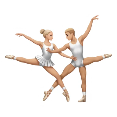 Icon for Sports Dance: a couple in competitive dance attire performing a synchronized dance with acrobatic lifts, dance shoes, rhythmic floor, and a competition backdrop. The icon should capture athleticism, technique, and precision in sports dance. Transparent background. sticker