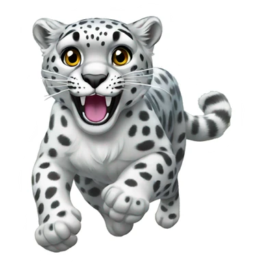 Female Snow leopard running in forest sticker