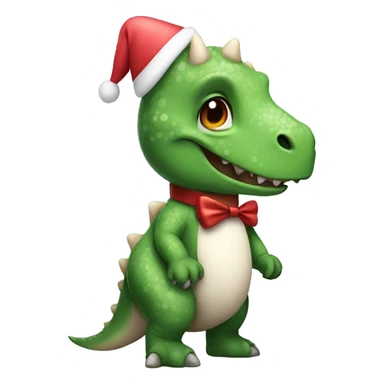 a dinosaur wearing half a santa outfit and half a easter bunny outfit sticker