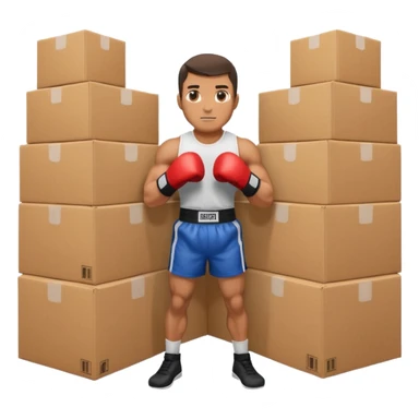 Can you make a man who is a boxer made square cardboard boxes sticker