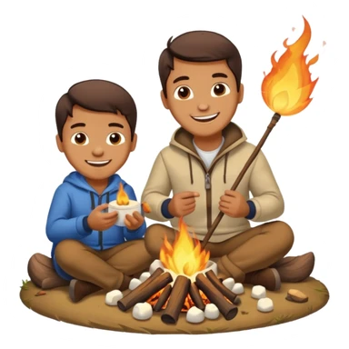 A man roasting marshmallows over the campfire with a warm grin. sticker