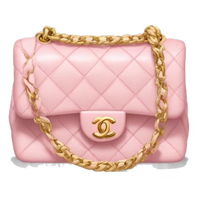 Light pink chanel bag with gold chain handle sticker