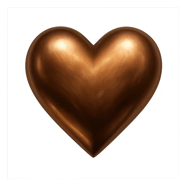 heart with a metallic bronze finish, digital illustration, no background sticker