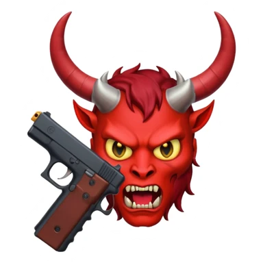 Emoji de cara de demonio agarrando una glock 18 sticker