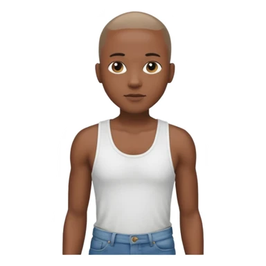 Un personnage noir avec un débardeur blanc et un jean 👖 avec des cheveux rasés  sticker