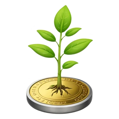 plant sprouting from a coin sticker