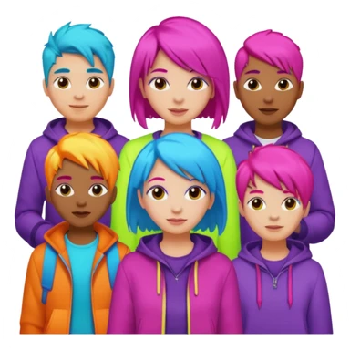Neon Haired People different person,different hair color sticker