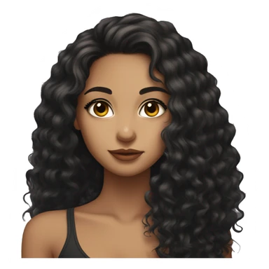 pretty girl, olive skin, black hair, dark eyes, seductive eyes, hair down curly sticker