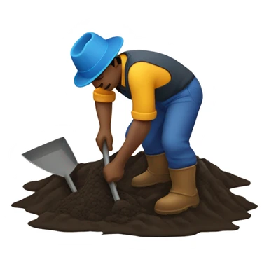 Man digging up mud with shovel sticker