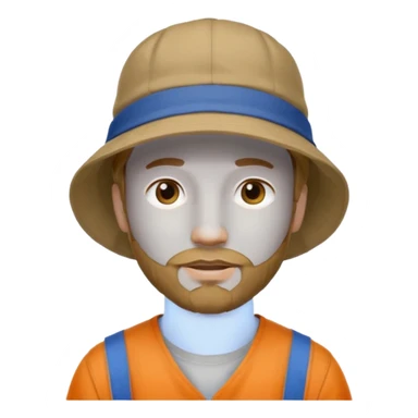 Romanian brown blond ish hair male, 30 yrs old, a little bit of facial hair, bucket hat on the head sticker