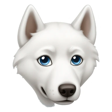 white husky with one blue eye and one brown eye sticker