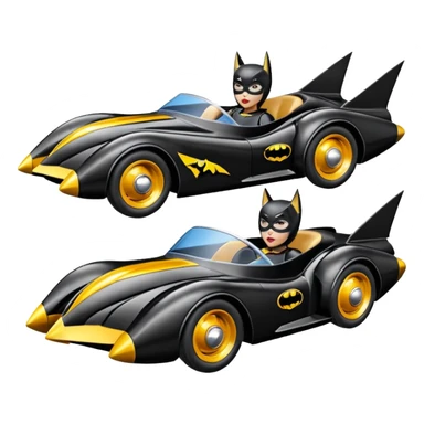 Hot wheels racing cartoons BatGirl’s 1952 stealth retro cat burglar sporty futuristic pursuit mobile cruiser car (reclined seating position) sticker