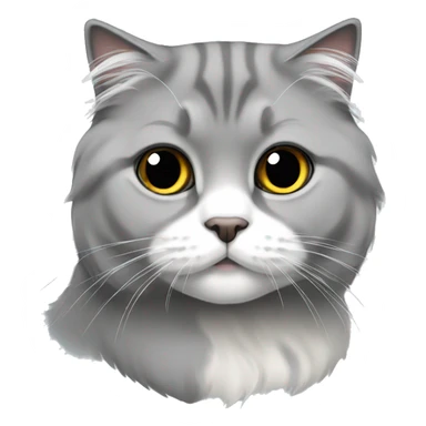 grey white long hair Scottish Fold cat  sticker