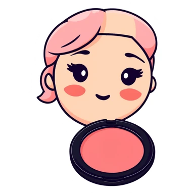 AVON makeup collection with compact, blush, and lip gloss sticker