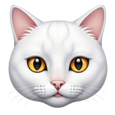 White cat with black spot near her nose and  sticker