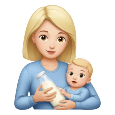 Mom feeding baby with milk sticker