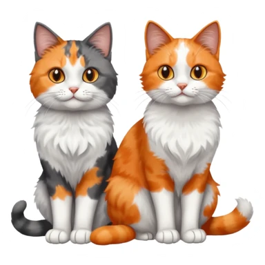 a realistic looking very fluffy grey and white cat with grey legs and white paws, sitting next to another cat sticker