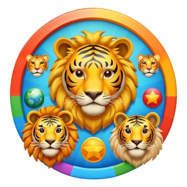 Palabra TEAM UNIVERSO con tigre en la derecha. León izquierda, un mundo en centro sticker