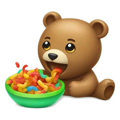 whiye bear eats gummy worms sticker