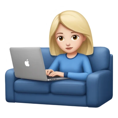 A girl is lying on the couch with a laptop, working sticker