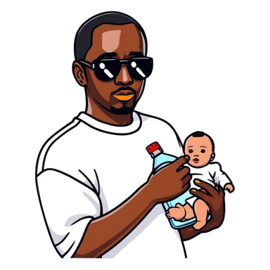 P Diddy holding baby oil sticker