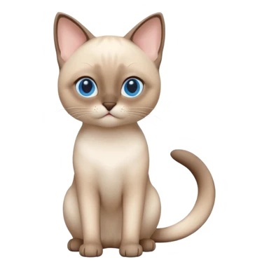 A 3D cartoon Siamese cat in creamy white with faint beige points, smooth short fur, bright eyes, calm lighting, Memoji-style rendering. full body or half body. sticker