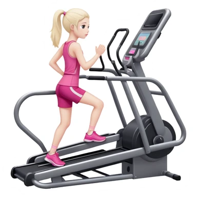 blind girl in pink on stairmaster gym machine  sticker