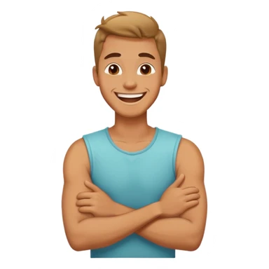 Arms crossed around neck laughing guy sticker