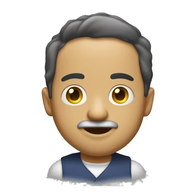 UN EMOJI REDONDO CON OJOS PUESTO UN CHALECO Y CON UN SILVATO EN LA BOCA sticker