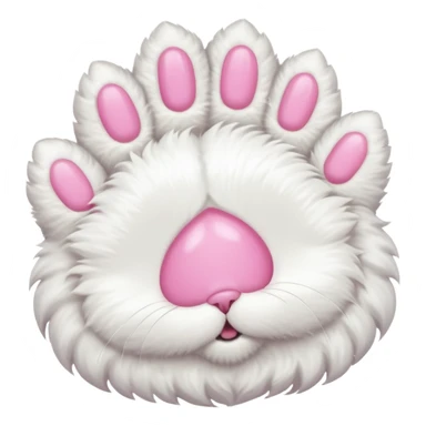 white cat fluffy paw, from the top, pink nails cute sticker