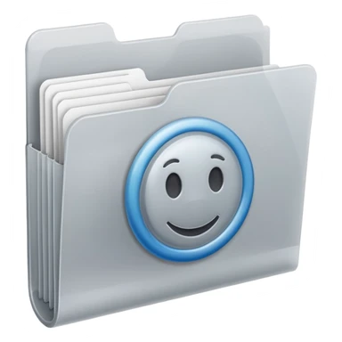 A **simple emoji-style icon** of a **frosted light-gray plastic folder** with **rounded corners**, **elastic string and button closure**, slightly translucent, clean front, subtle shading, and a small tax/forms symbol in one corner.
 sticker