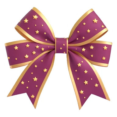 sparkly burgundy bow with gold outline, extra glitter, and small stars sticker