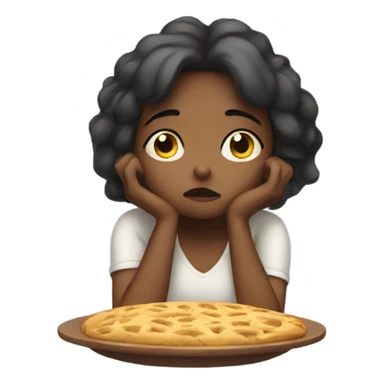 a sad girl thinks about food sticker