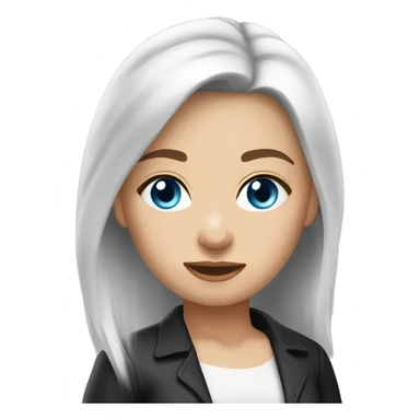 Slavic woman with blue eyes, eyes look up, fair skin, straight gradient medium length hair, eyes makeup, dressed in white T-shirt and office black jacket, one side of hair is tucked behind the ear. sticker