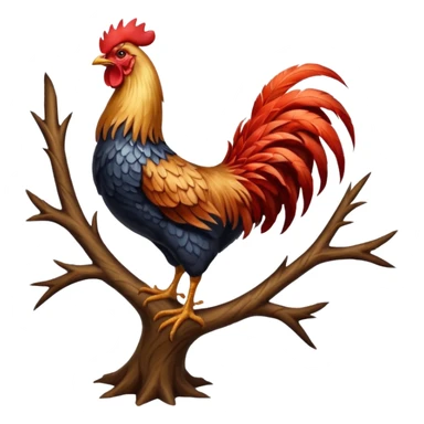 Rooster standing on tree sticker