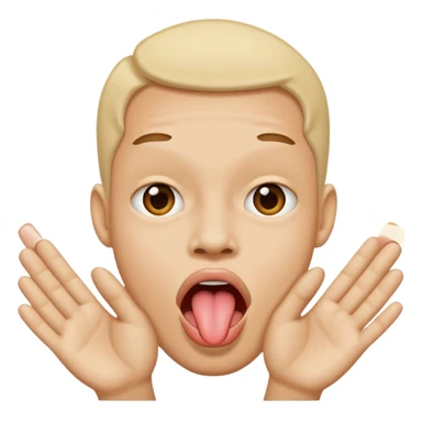 Una cara sacando la lengua y dos manos yendo a afuera  sticker