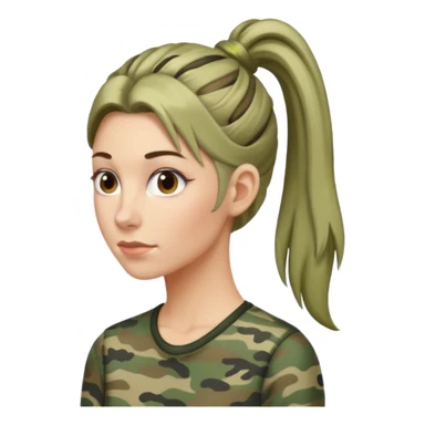Long Skinny face white woman in camo hair in pony sticker