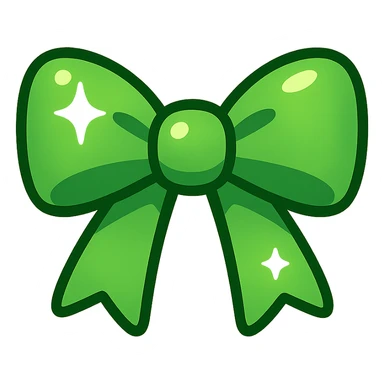 green bow emoji, cute and shiny sticker