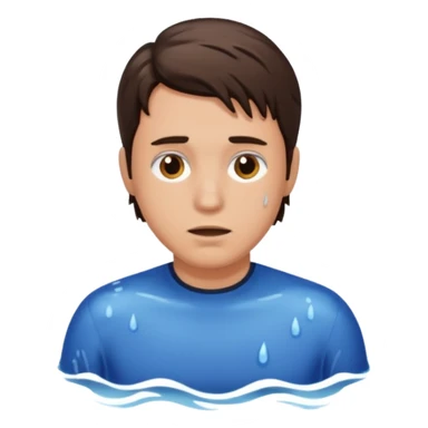 clothed brunette Man drowning sticker