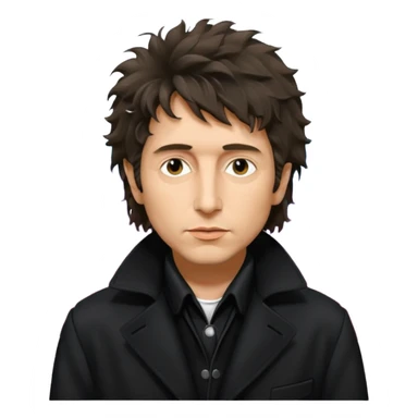 synthwave - Bob Dylan from 80's - black coat shaggy unshaven untidy sticker