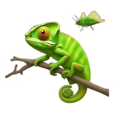 chameleon is eating fly sticker