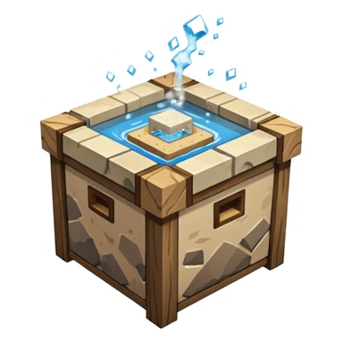 crafting table with tools, stone, wood, glass, sand, steam, water... like a minecraft style cube crafting table 100% like a minecraft table crafting sticker