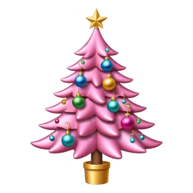 pink christmas tree with pretty ornaments sticker