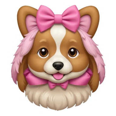 dog wearing a pink bow sticker