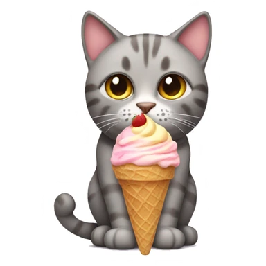 Cat with ice cream on its head sticker