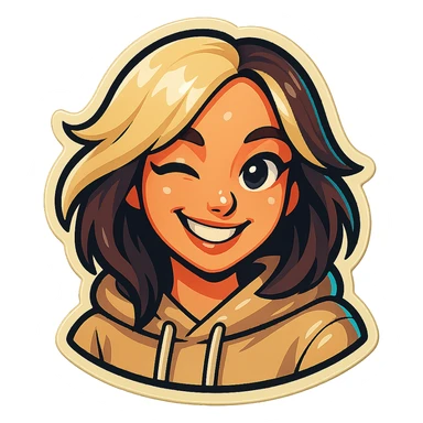 Make the character's skin pale and the sticker lighter, remove the yellowish tint, keep the classic Telegram sticker style with clean outlines, bright but light colors, and no background. sticker