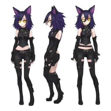 cool kawaii anthro edgy distinguished pretty elegant beautiful fantasy black ethereal nargacuga-Noivern-sphynx-Quiana-Fakemon collar techwear harness leather garter belt pouches sticker