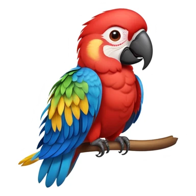 cinematic-cute-macaw-portrait-emoji,-head-tilted-playfully-and-inquisitively,-with-a-dazzling-red-plumage-and-round,-sparkling-eyes-filled-with-charm,-simplified-yet-irresistibly-adorable-features,-highly-detailed, white beak sticker