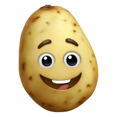 The potato has a happy smiley face sticker