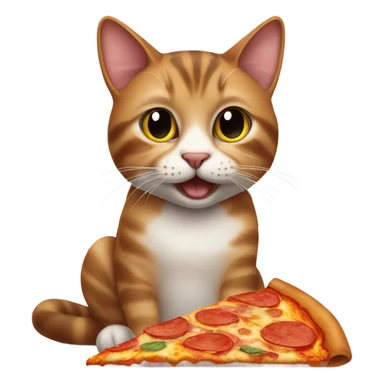 A cat eating a pizza sticker
